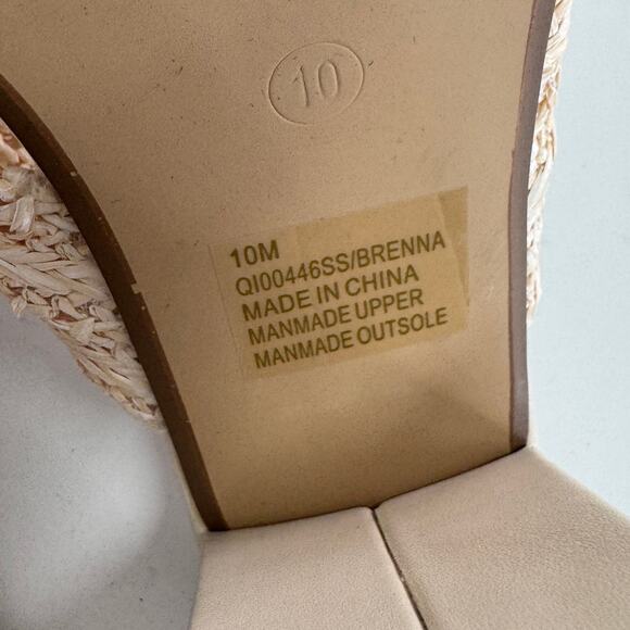 MIA Heels Womens 10 Cream Brenna Woven Block Open Toe Coastal - Picture 5 of 7